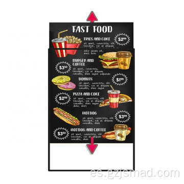 Caja de luz de menú de panel de vidrio templado